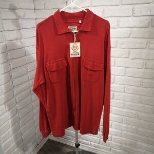 NWT Verte Vallee Men's Size Large Red Full Zip Long Sleeves Polo Made in HK